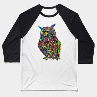 Owl Colorful Feather Baseball T-Shirt